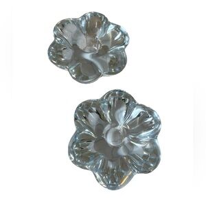 Vintage Orrefors crystal candleholders set of two flower shaped